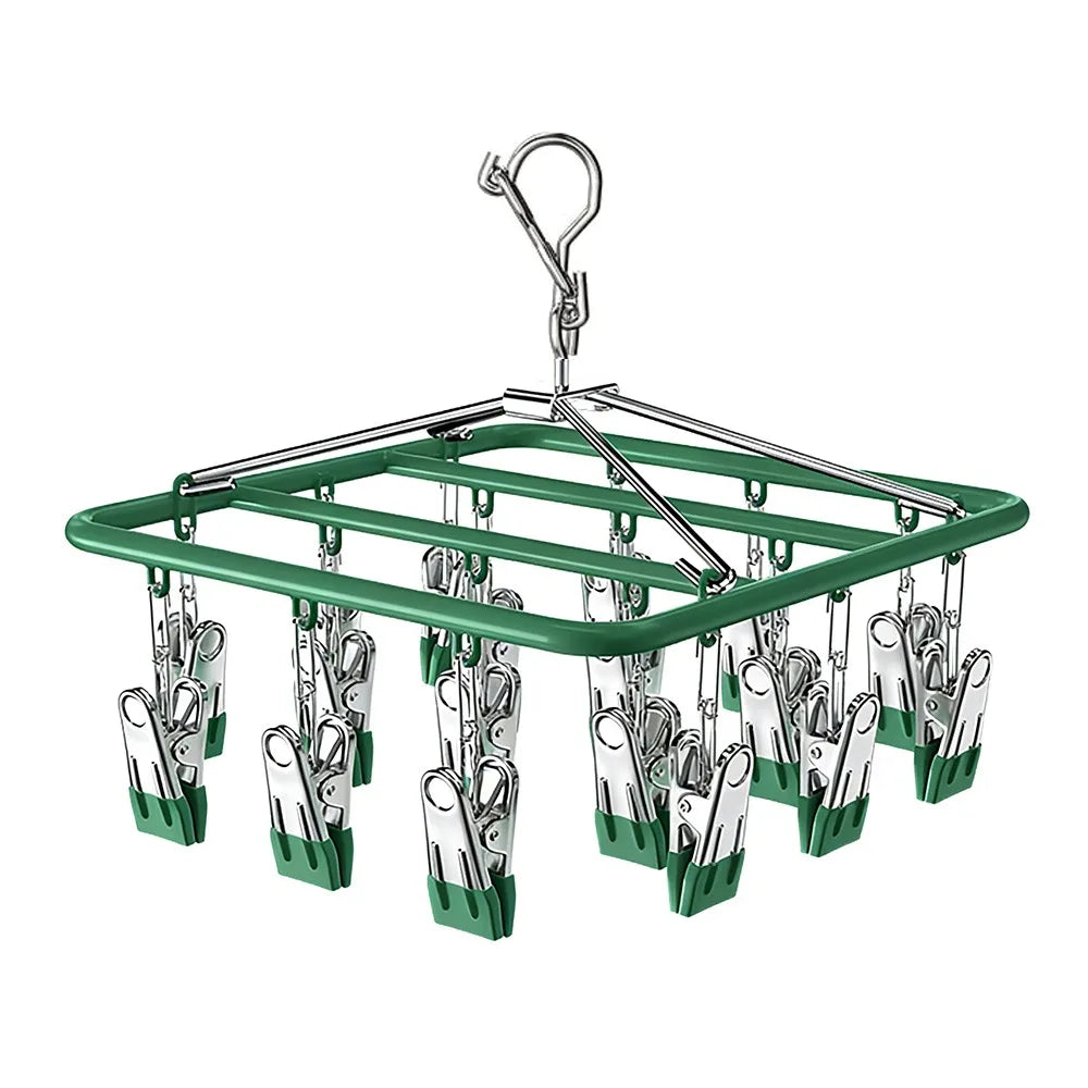 Stainless Steel Clothes Drying Rack Non-Slip 18/24 Clips
