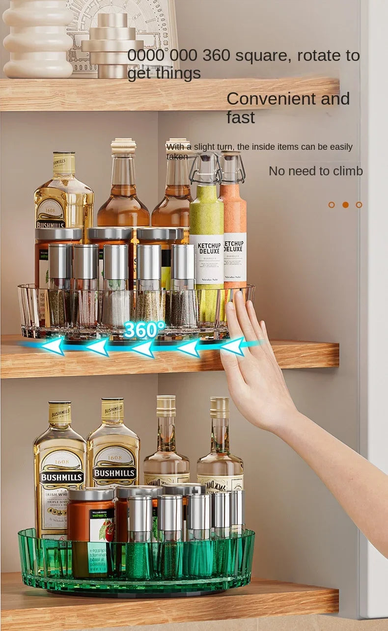 360 Rotating Seasoning Storage Tray Pantry Cabinet Turntable
