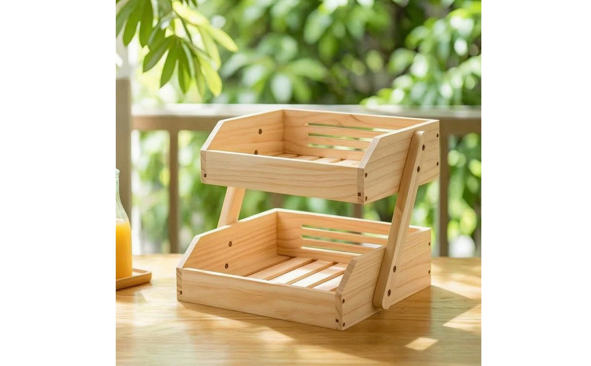 Countertop Organizer Ventilated Rack Trays Wooden Storage Rack