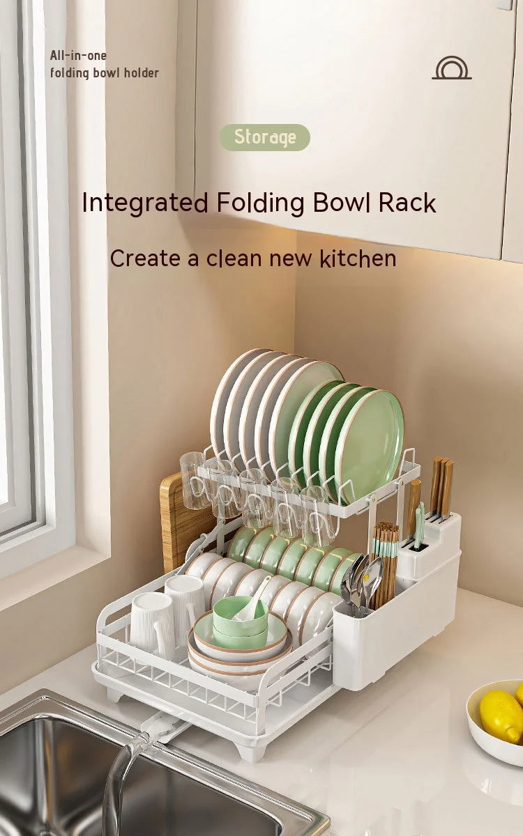Foldable Dish Drainer Rack Drain Basket - Countertop