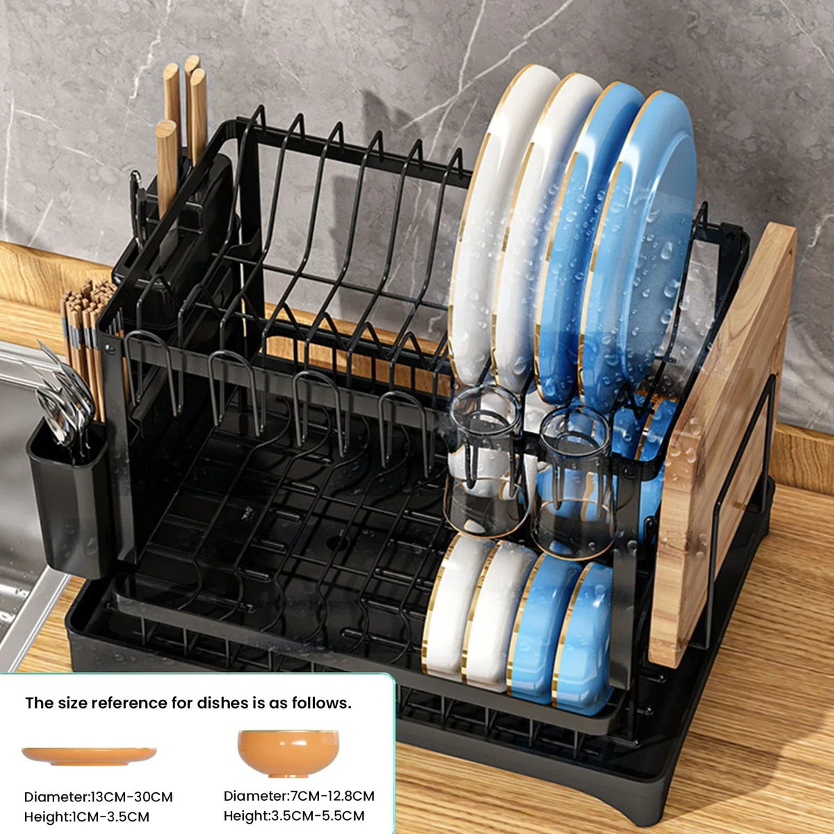 Space Saving Double Tier Dish Drying Rack Rust