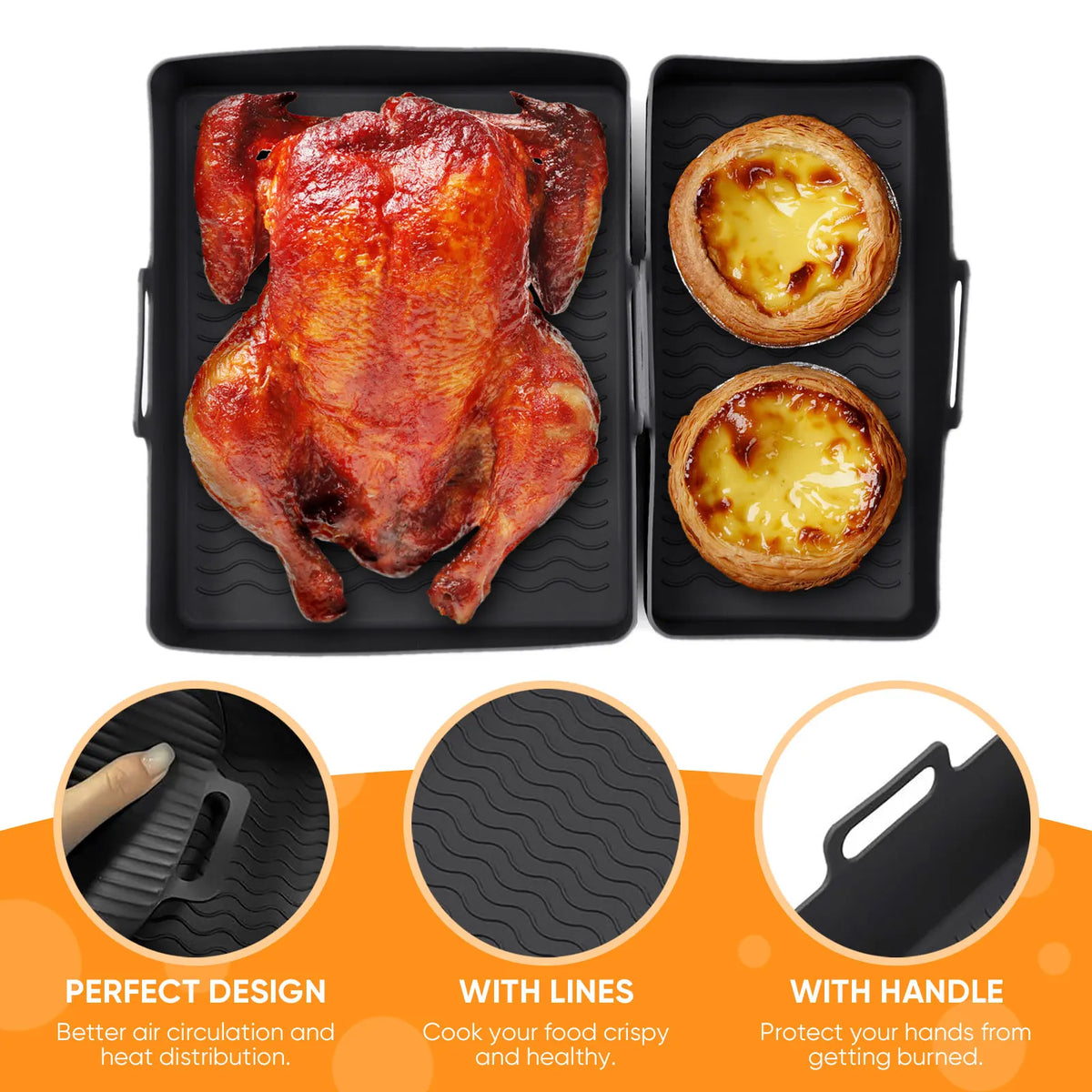 2pcs/Set Silicone Air Fryer Mat Airfryer Baking Pan