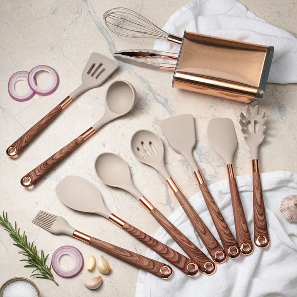 Silicone Cooking Utensils Non-Scratch Non-Stick Heat Resistant