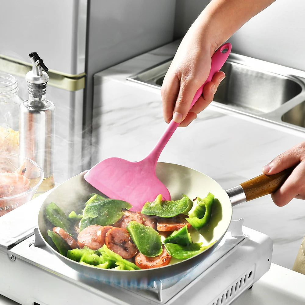 1/6pcs Pink Silicone Utensil Non-Stick Pans Silicone Spatula