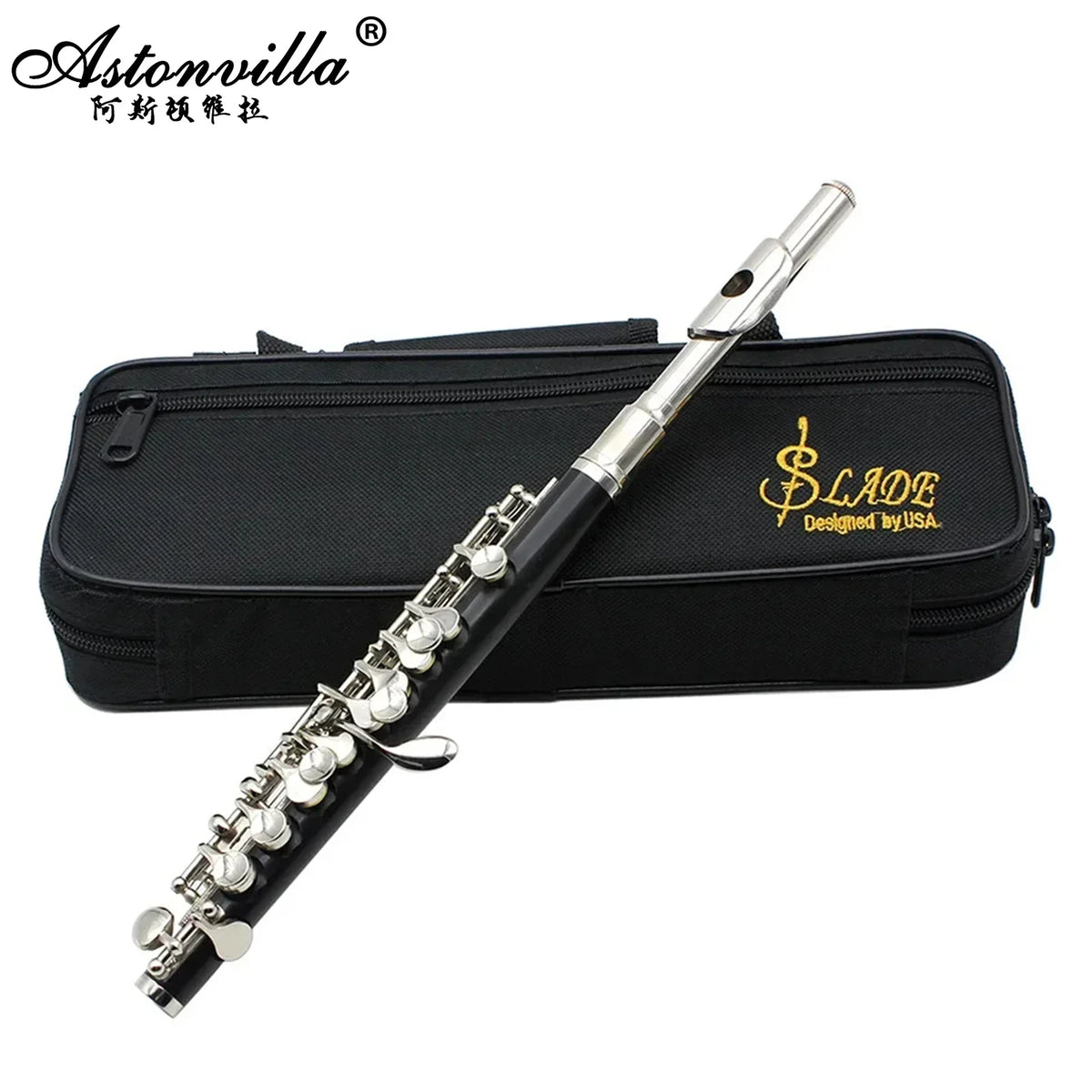 Black Silver Piccolo Professional Key Piccolo Padded Case
