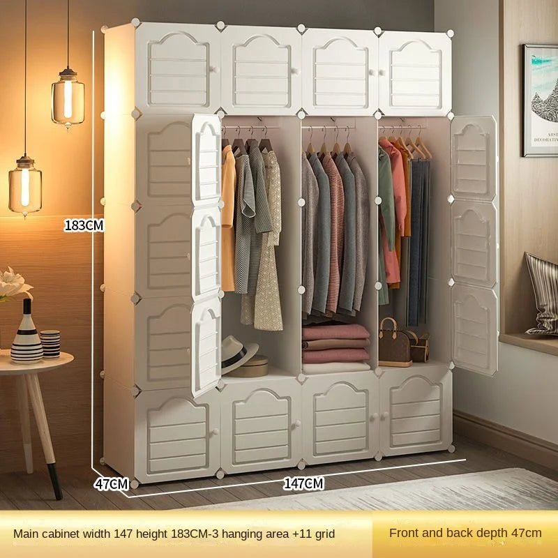Bedroom Dustproof Clothes Cabinets Plastic Collapsible Durable