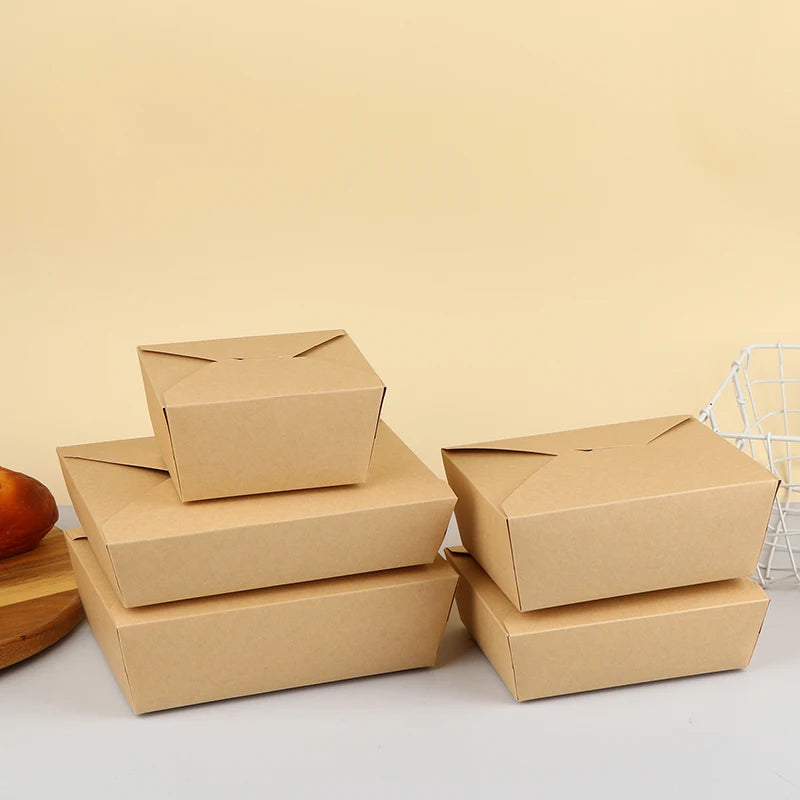 10pcs Disposable Fast Food Boxes Thickened Kraft Paper