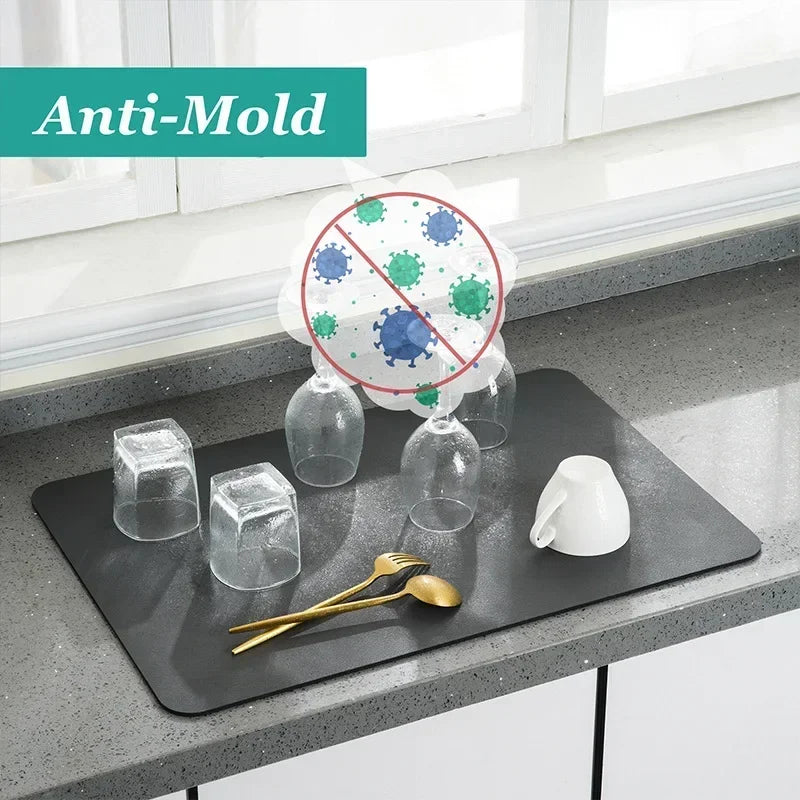 Countertop Dish Drying Mat Absorbent Drain Mat Non