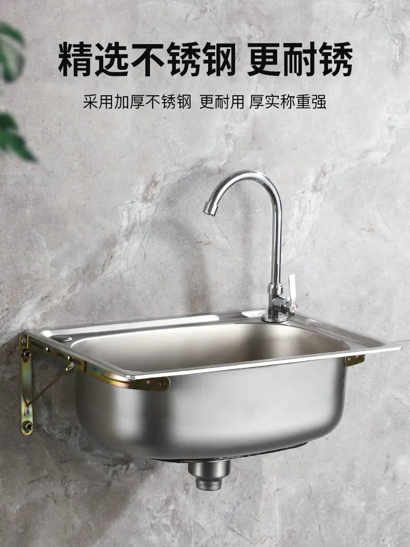 Wall-Mounted Sus304 Stainless Steel Washing Pool Sink Hand