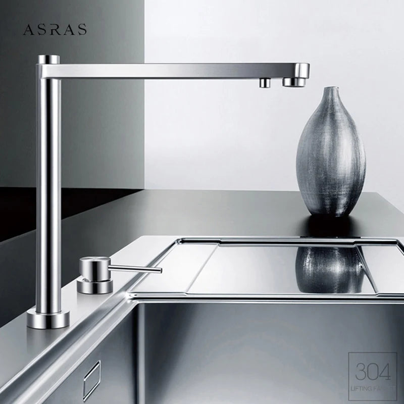 Asras Sink Faucet 304 Stainless Steel Lifting Faucet