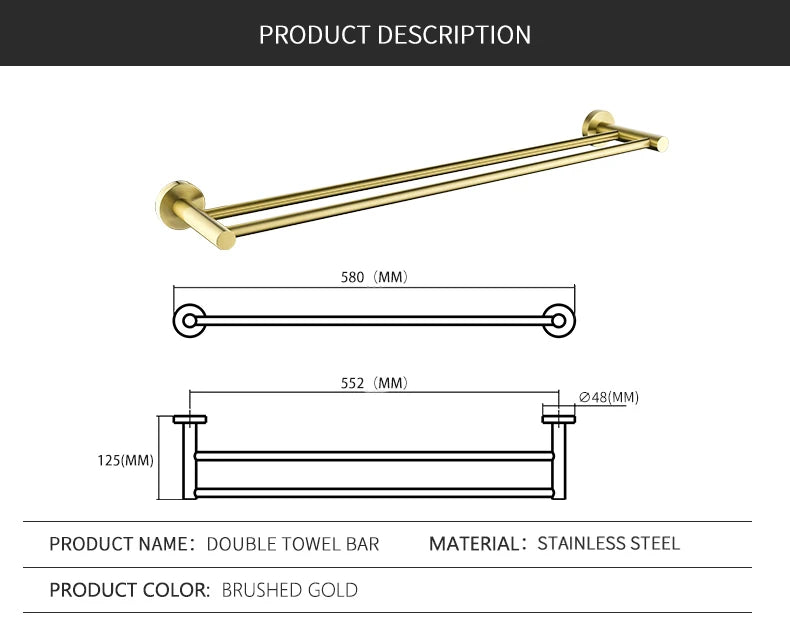 Bathroom Towel Rack Shelf Paper Holder Stainless Steel