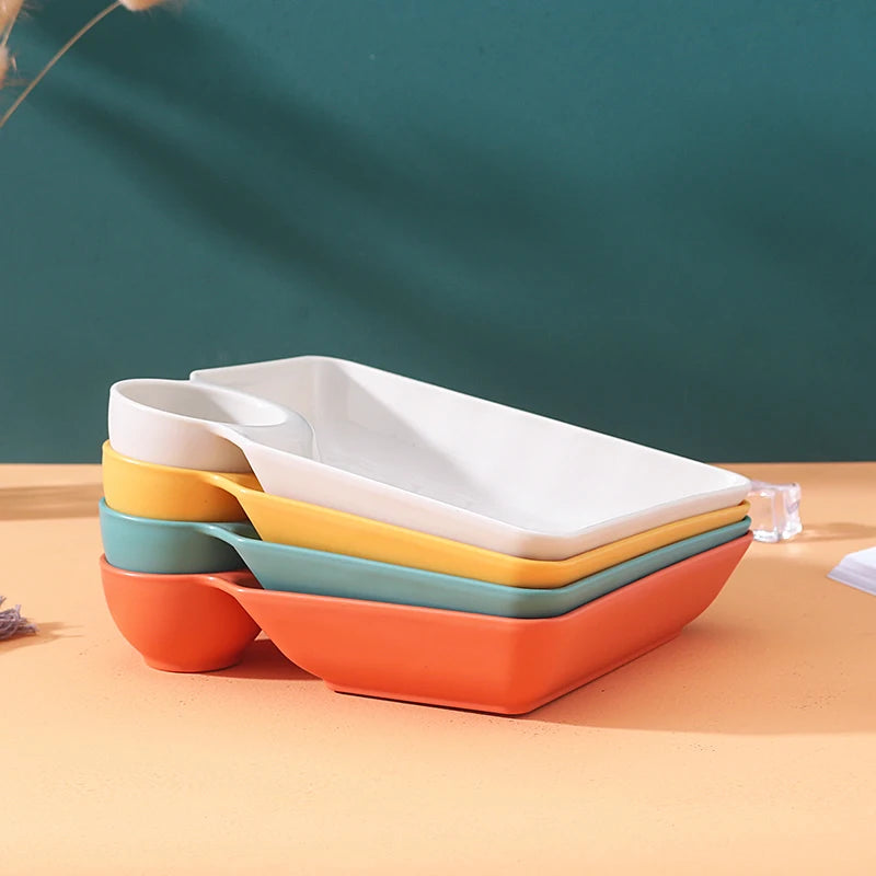 1pc Dumpling Plate Sauce Dish Square Serving Plate