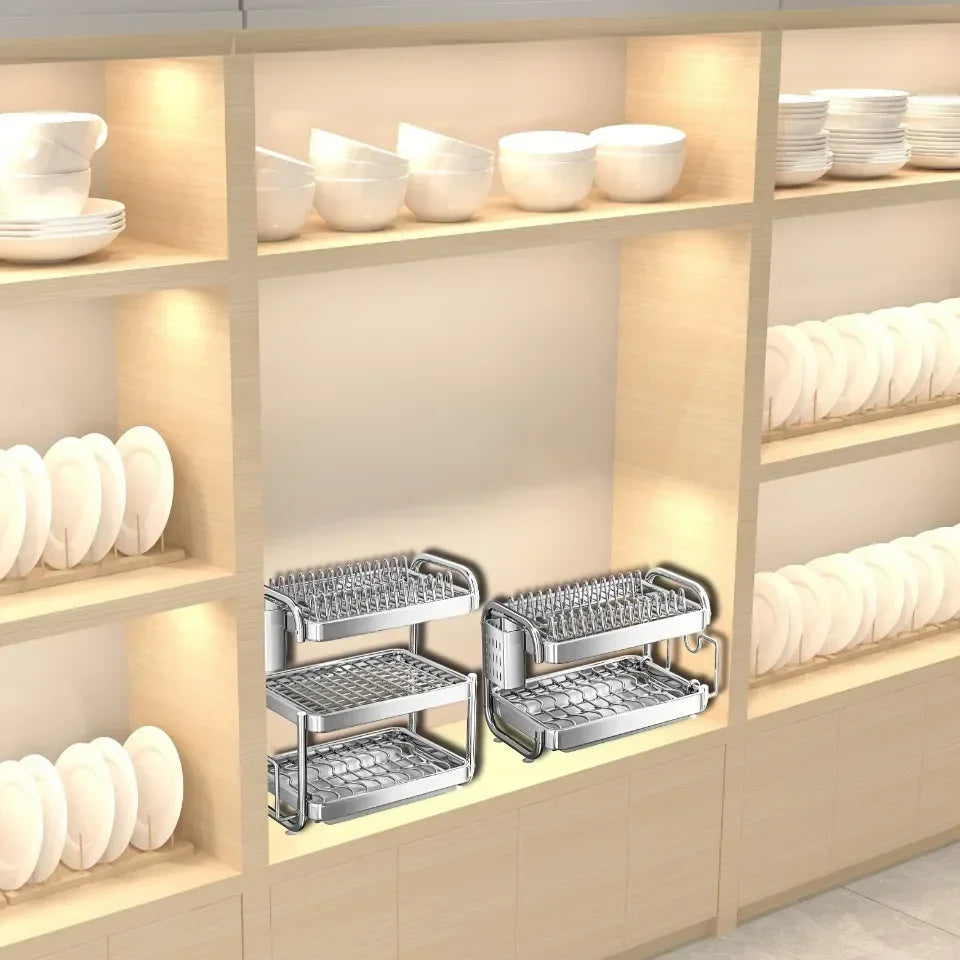 Dish Drying Rack Rustproof Big-Capacity Bowl Storage Shelf