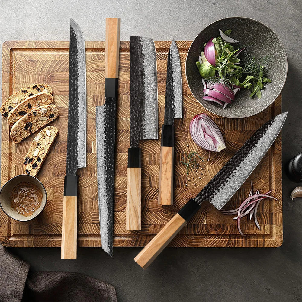 Young Damascus Steel Knives Japanese Hand Forged Chef