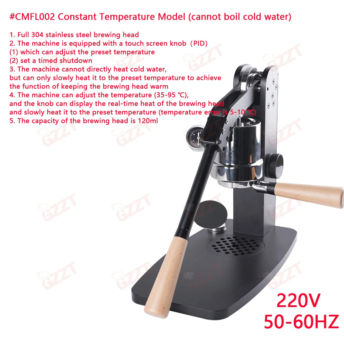 Gzzt Cmfl002 58mm Lever Espresso Machine Pid35-95 Adjustable