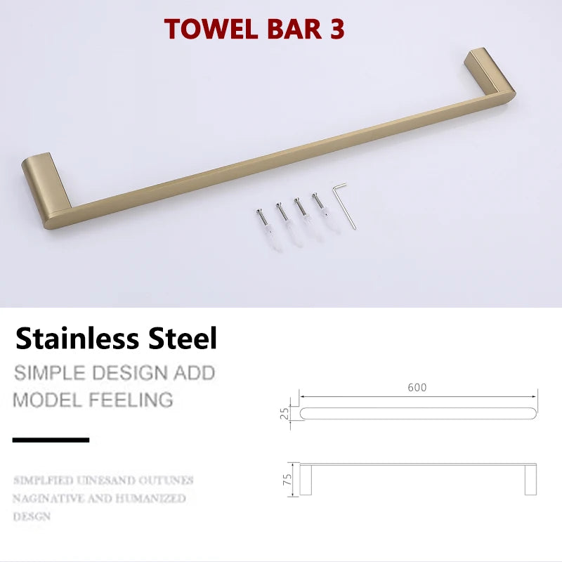 Brushed Gold Towel Ring Holder Bar Rack Brush/Paper