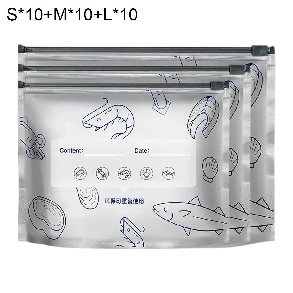 10/30pcs Aluminum Foil Storage Bags Freezer Sealed Organizers