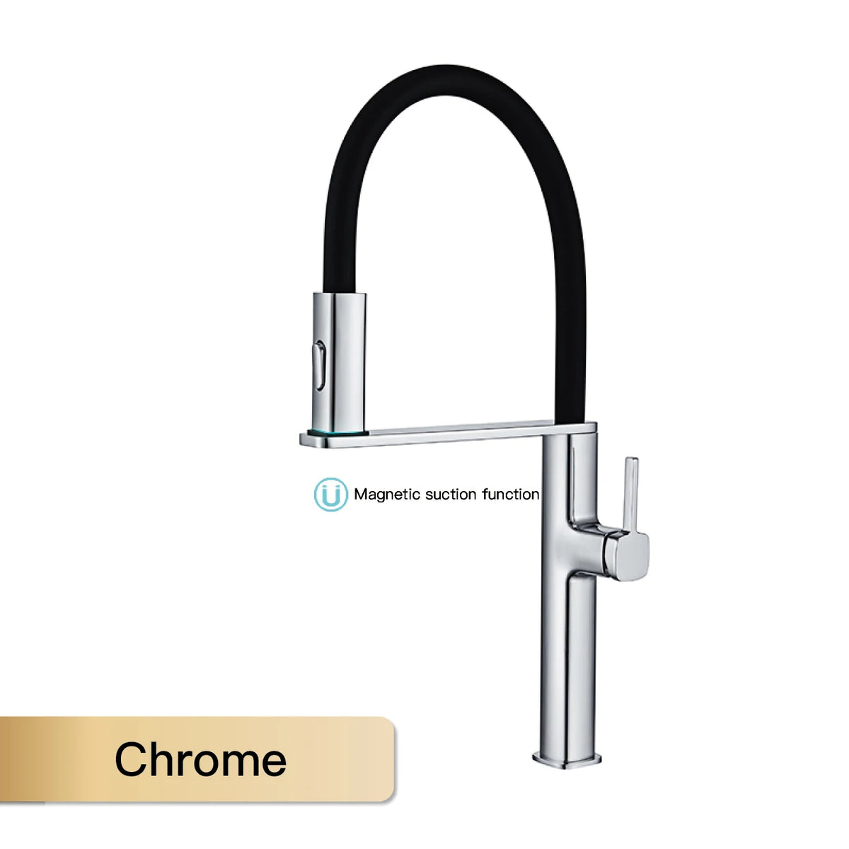 High End Black Brass Faucet Magnetic Suction Design