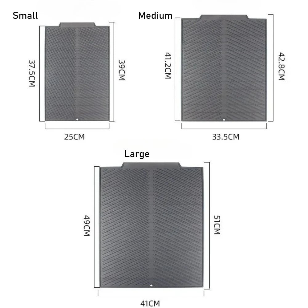 Dish Draining Mat Rectangle Silicone Drainer Mat Counter