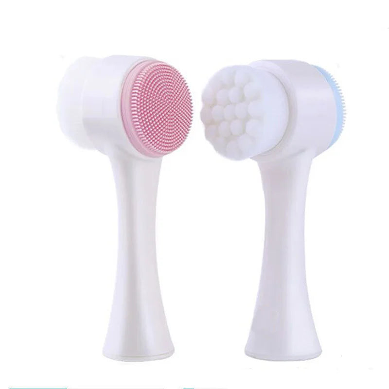 3d Double Silicone Facial Cleansing Brush Massage Facial
