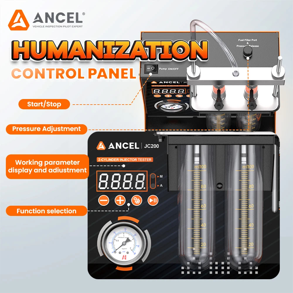 Ancel Jc200 2-Cylinder Fuel Spray Nozzle Cleaning Machine