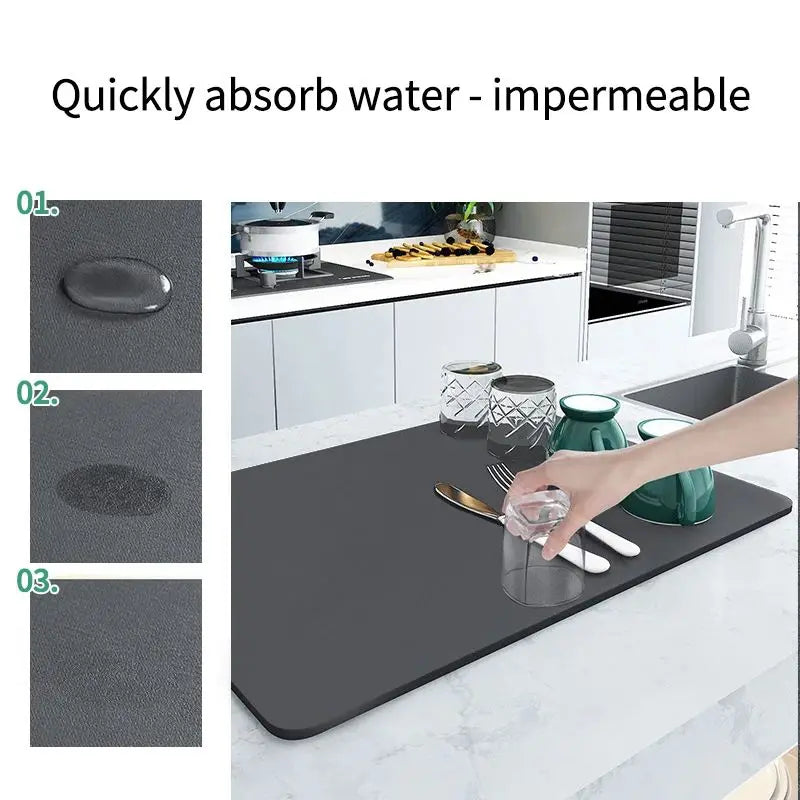 Diatomite Quick Dry Water Absorbent Pad - Dish