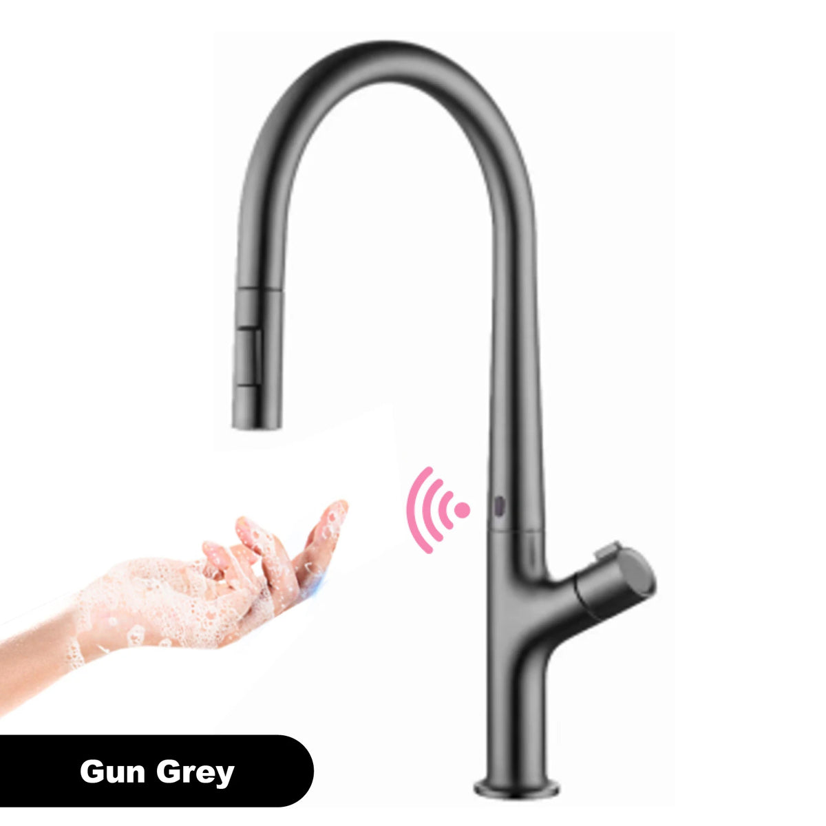 Modern Style Gun Gray Pull-Out Faucet Handle &Cold