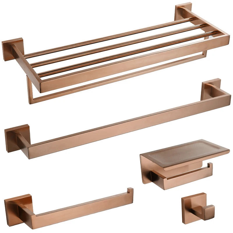 Brushed Rose Gold Bathroom Hardware Square Bath Toilet