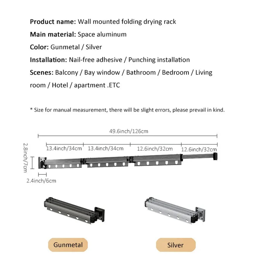 No Punching Folding Clothes Dryer Wall Mounted Drying