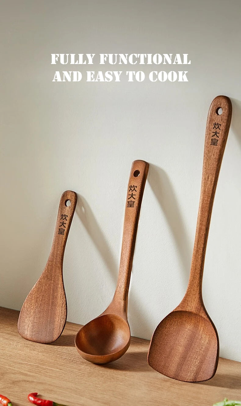 Cooker King 3-In-1 Cooking Ebony Spatula Spoon Family