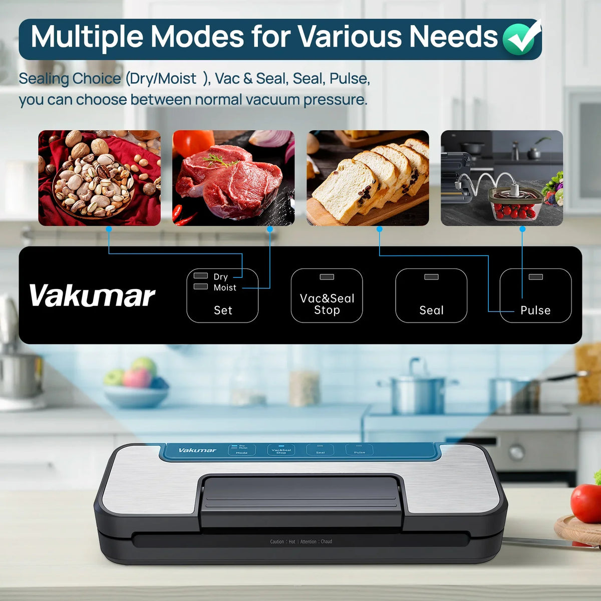 Vakumar Vh1506 Vacuum Sealer Machine Sous Vide Handle