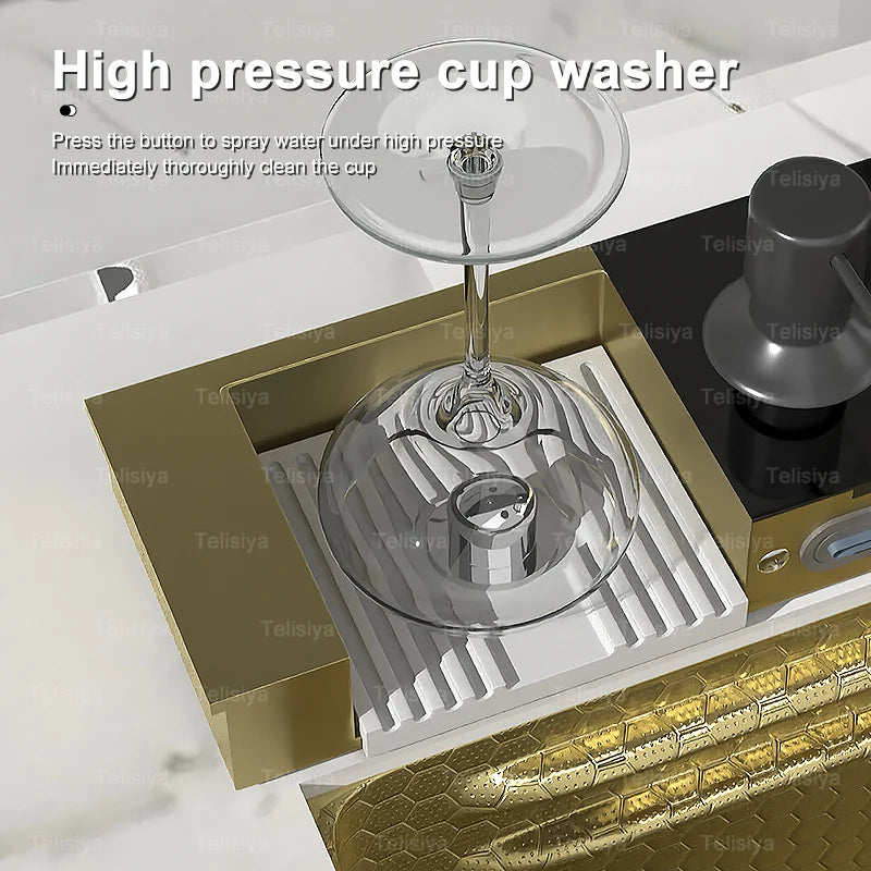 Stainless Steel Sink Waterfall Digital Display Faucet Large