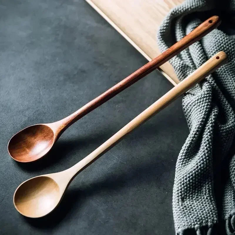 Long Wooden Teaspoons Cooking Utensils Soup Tea Honey