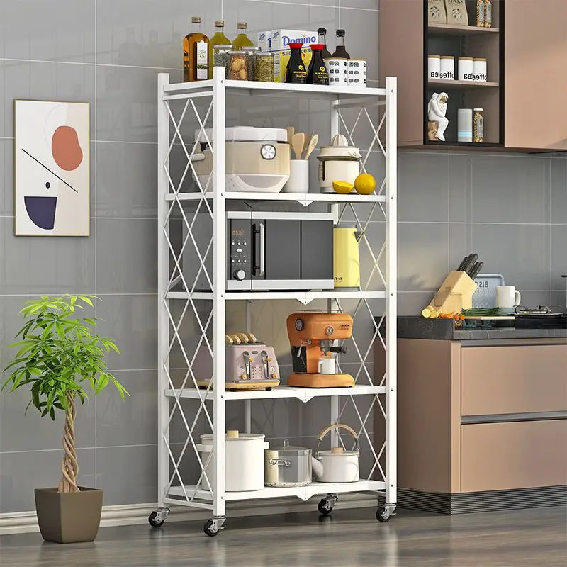 Foldable Large Iron Frame Storage Living Room Rack