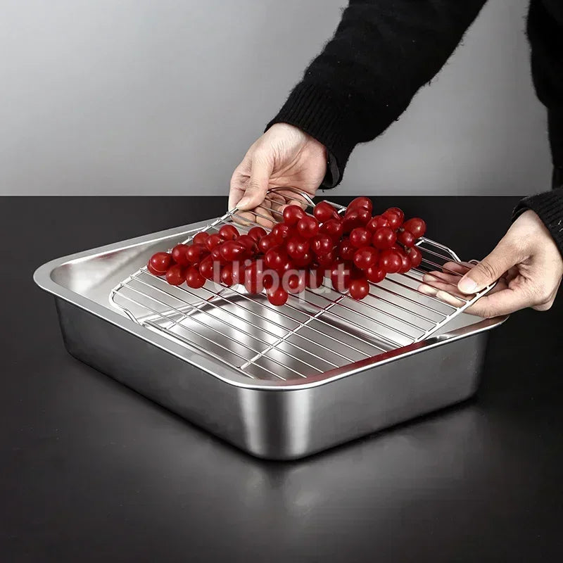 Thicken Stainless Steel Serving Tray Lid Rectangle Metal