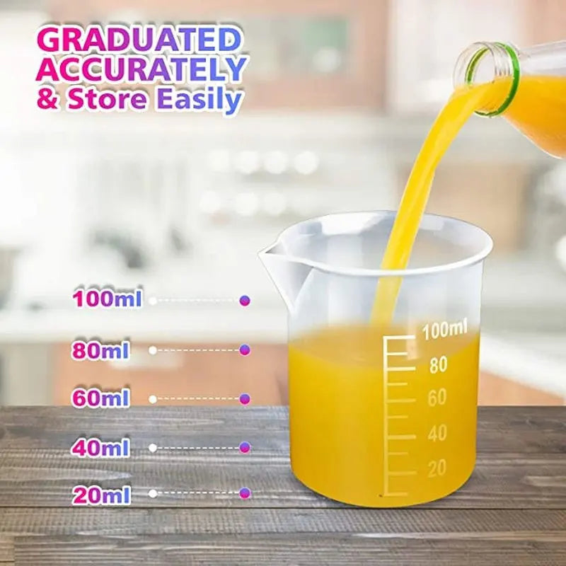 1-24pcs Plastic Mixing Cups 100ml Measuring Cups V-Shaped