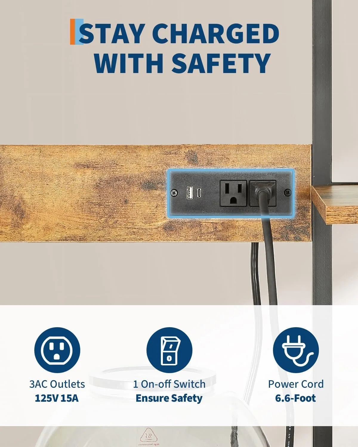 35 Inch Baker Rack Power Outlet Tier Microwave