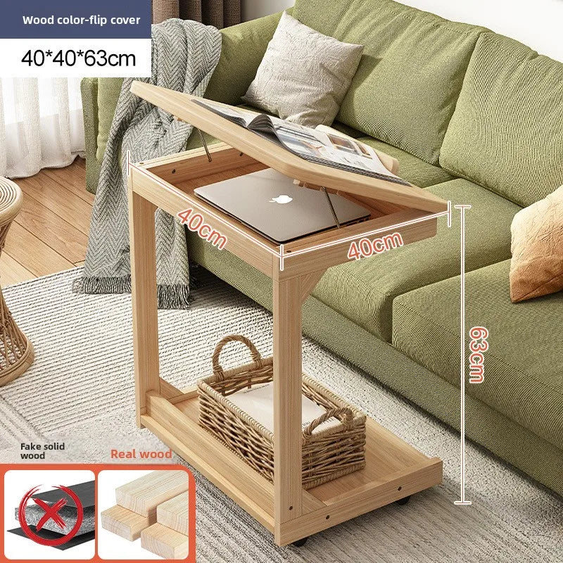 Mobile Solid Wood Coffee Table Living Room Storage