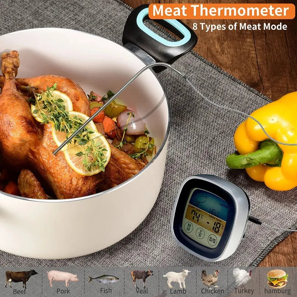 Digital Thermometer Probe Touch Screen Meat Barbecue Food