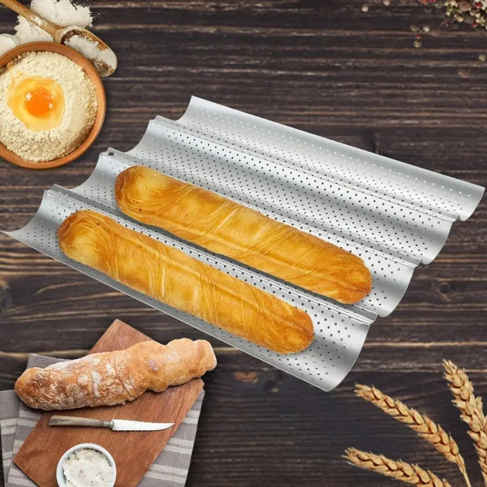 Nonstick Baguette Baking Tray 2/4 Grooves Bakeware French
