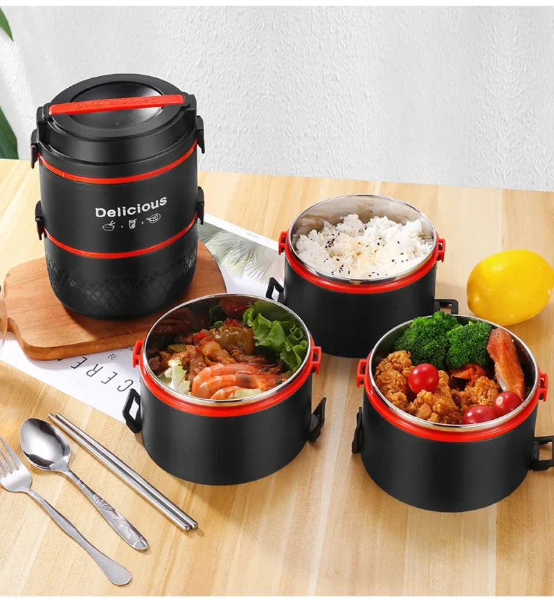 Layer Stainless Steel Lunch Box Kids Student Office