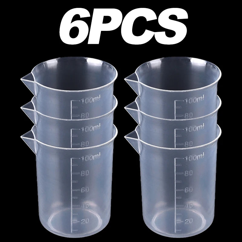 1-24pcs Plastic Mixing Cups 100ml Measuring Cups V-Shaped