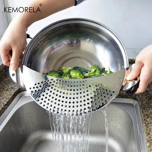 Stainless Steel Strainer Pot Side Pan Drainer Leakproof