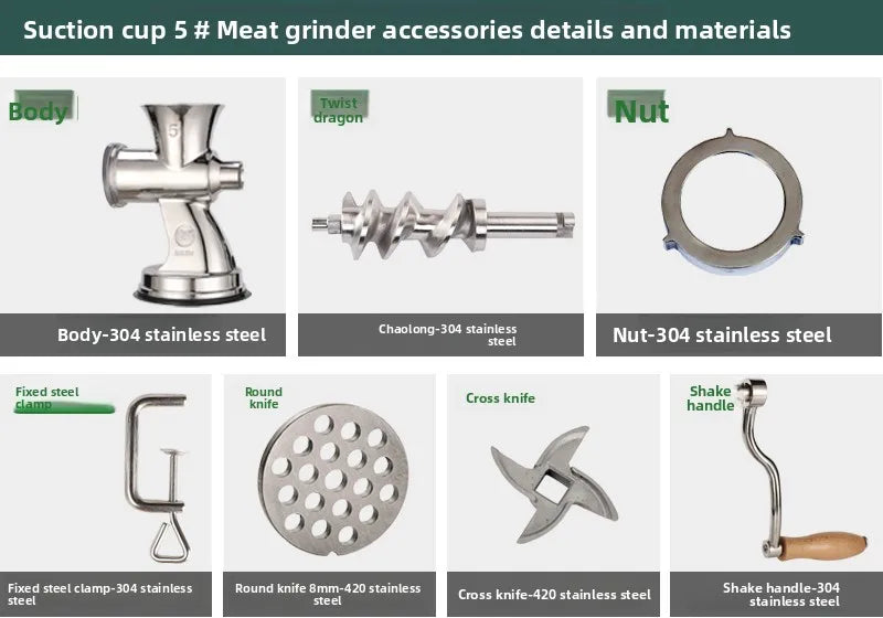 Meat Grinder Hand Crank Meat Mincer Stainless Steel