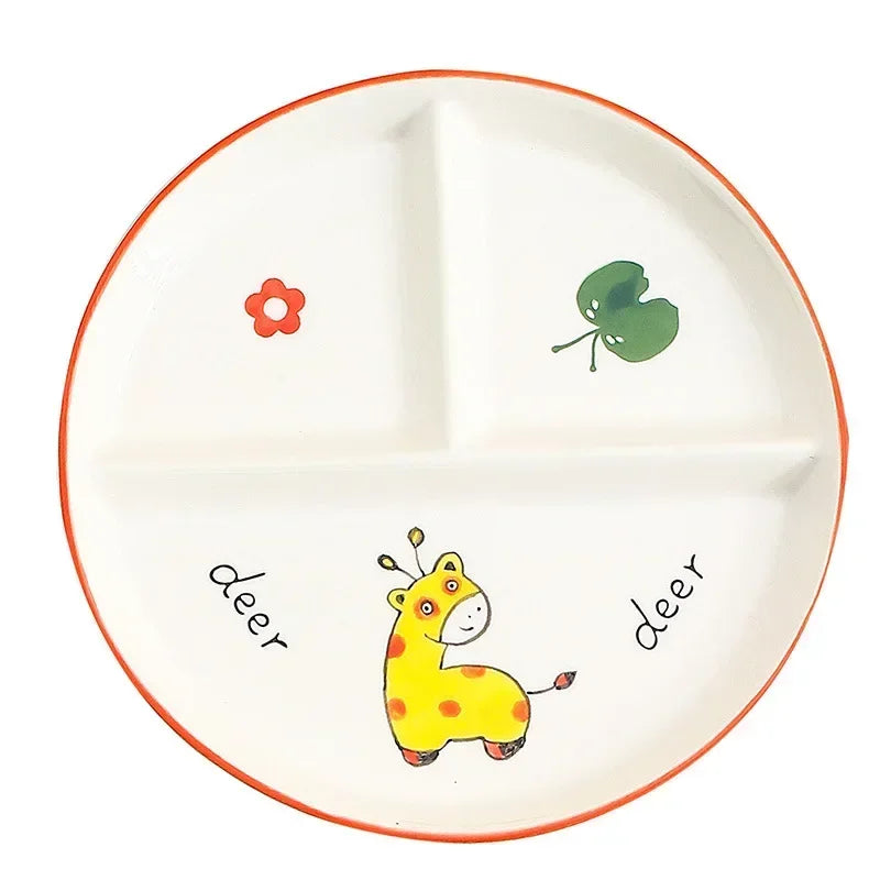 Divider Plate Ceramic Dish Serving Platter Children Tableware