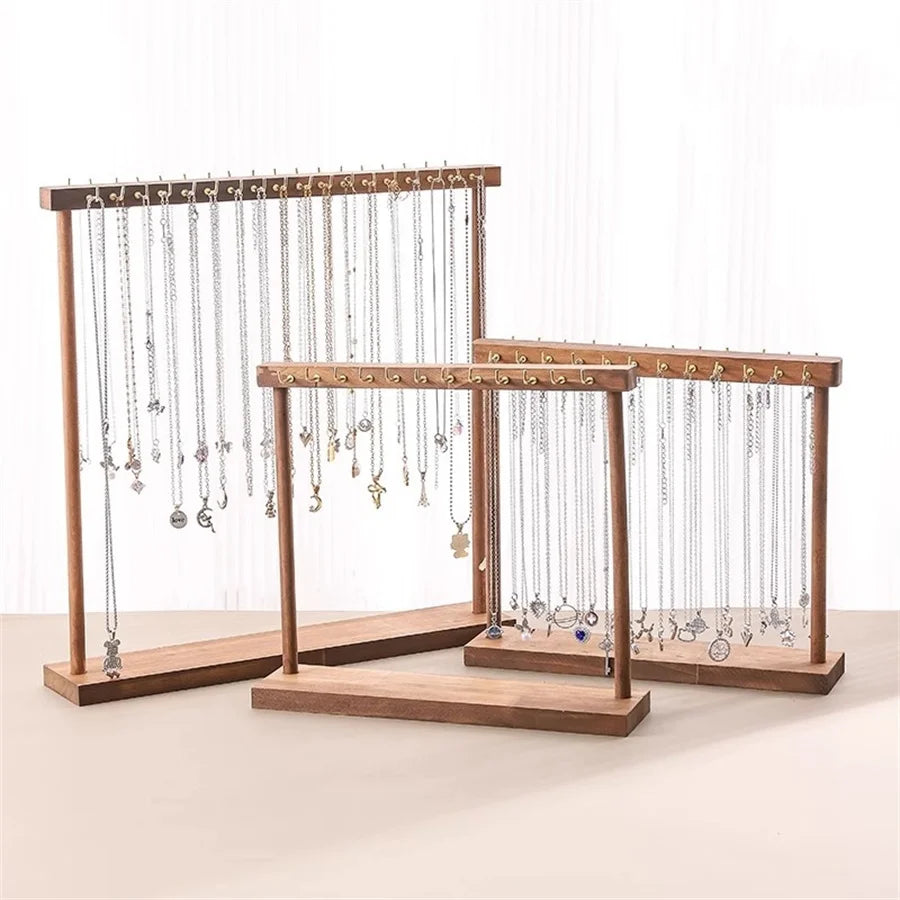 Jewelry Organizer Display Stand Wood Necklace Hanging Countertop