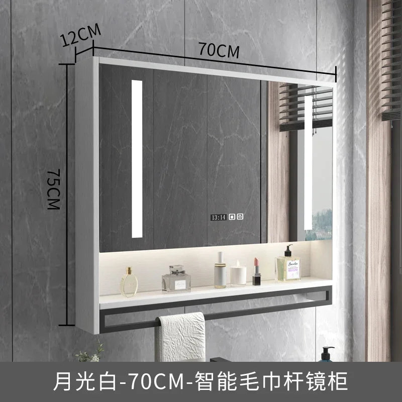 Smart Bathroom Mirror Cabinets Wall-Mounted Backlight Anti-Fog