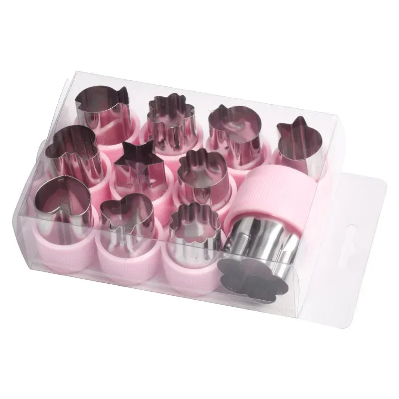 3/12pcs Star Heart Shape Vegetables Cutter Plastic Handle