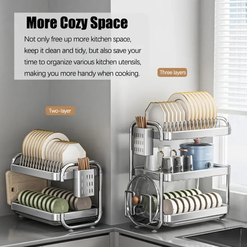 Dish Drying Rack Rustproof Big-Capacity Bowl Storage Shelf