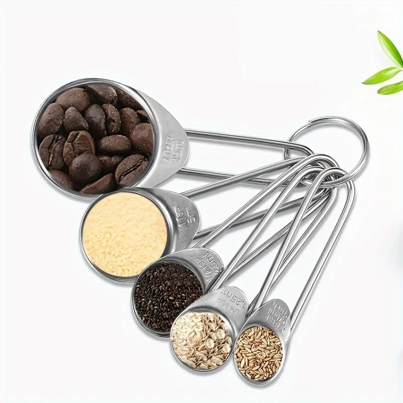 5pcs/Set Stainless Steel Measuring Cups Spoons Baking Scale